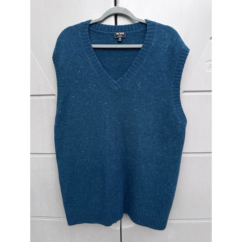 Todd Snyder Mens Cambridge Vest Sleeveless Wool Knit In Cornflower Blue Size XXL